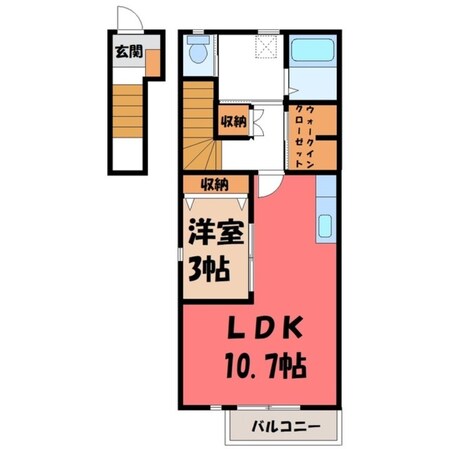 東武宇都宮駅 バス15分  宝木下車：停歩6分 2階の物件間取画像